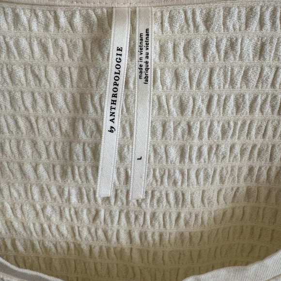 ANTHROPOLOGIE cream/ivory smocked bell sleeve knit top size Large - Picture 6 of 8